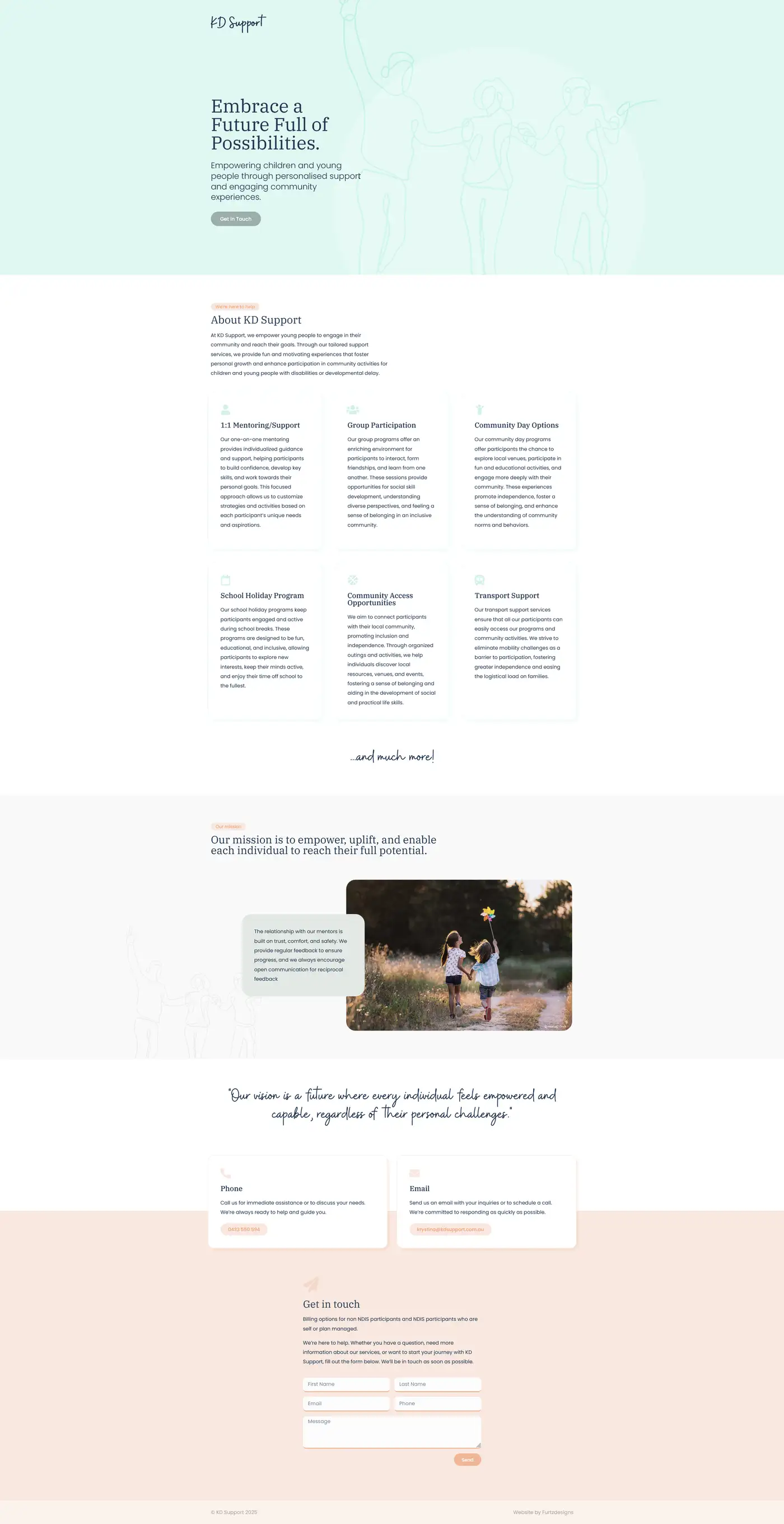 Screenshot of KD Support website